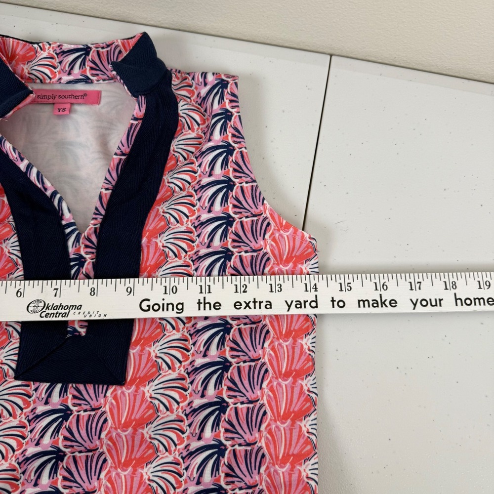 Simply Southern Girls‎ S Sleeveless Dress Pink Shell Print Navy Beach Nautical - Picture 8 of 8